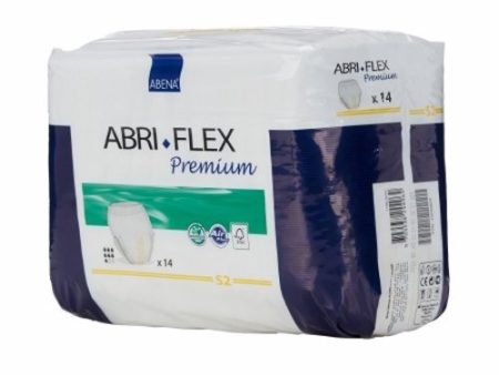 Unisex Adult Absorbent Underwear Abri-Flex Premium S2 Pull On with Tear Away Seams Small Disposable  14 Bags By Abena Fashion