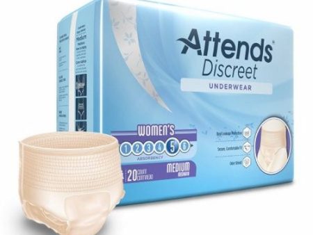 Female Adult Absorbent Underwear Attends  Discreet Pull On with Tear Away Seams Medium Disposable He 20 Bags By Attends Fashion