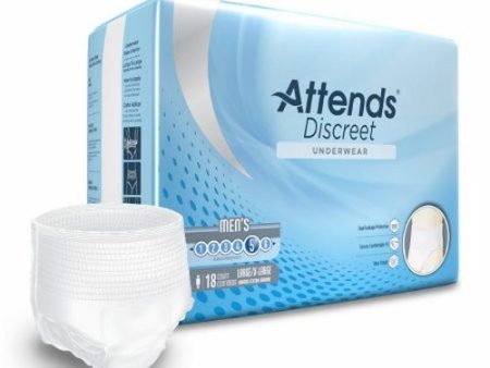 Male Adult Absorbent Underwear Attends  Discreet Pull On with Tear Away Seams Large   X-Large Dispos 18 Bags By Attends Discount