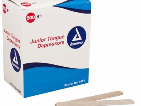 Tongue Depressor Junior 5-1 2 Inch Wood 15.9 mm Wide Blade, 500 Count By Dynarex Online now