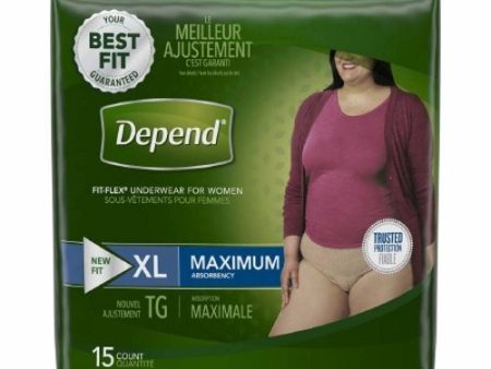 Female Adult Absorbent Underwear Depend  FIT-FLEX  Pull On with Tear Away Seams X-Large Disposable H Tan Case of 30 By Kimberly Clark Fashion