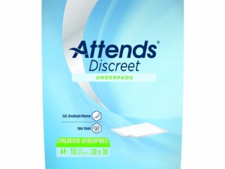 Underpad Attends  Discreet Premium 30 X 36 Inch Disposable Fluff   Polymer Heavy Absorbency 10 Bags By Attends Supply