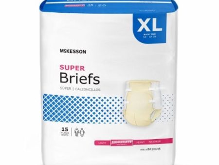 Unisex Adult Incontinence Brief McKesson X-Large Disposable Moderate Absorbency Beige 15 Bags By McKesson For Discount