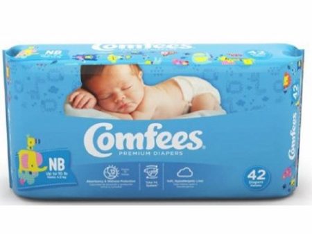 Unisex Baby Diaper Comfees  Tab Closure Newborn Disposable Moderate Absorbency Case of 168 By Attends For Cheap