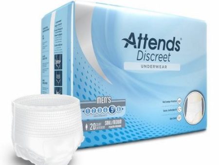 Male Adult Absorbent Underwear Attends  Discreet Pull On with Tear Away Seams Small   Medium Disposa 20 Bags By Attends Fashion