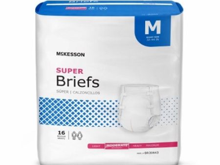 Unisex Adult Incontinence Brief Medium, White, 16 Bags By McKesson Discount