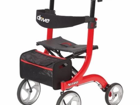 4 Wheel Rollator Nitro White Adjustable Height Aluminum Frame White 1 Each By Drive Medical Supply