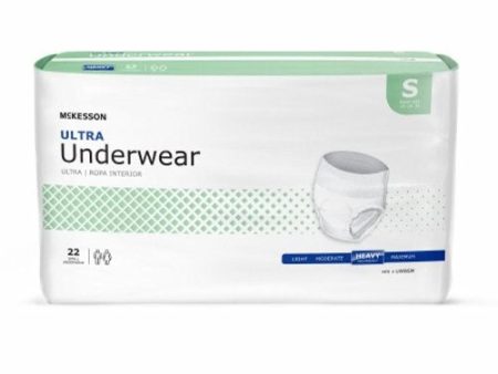 Unisex Adult Absorbent Underwear McKesson Ultra Pull On with Tear Away Seams Small Disposable Heavy  White Case of 88 By McKesson Hot on Sale